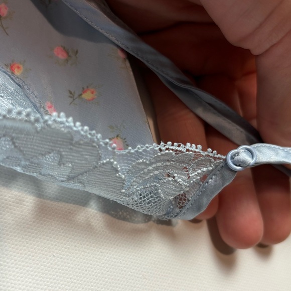 Blue Floral Victoria’s Secret Slip Dress with Lace - Picture 8 of 10